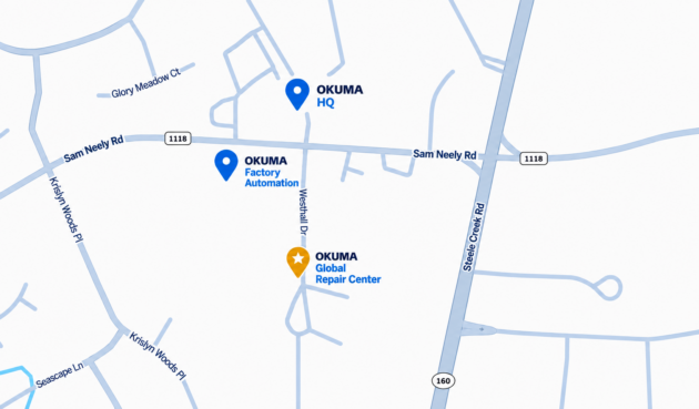 Okuma Facility Map with Global Repair Center
